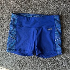 Avia Blue Women's Athletic Shorts with Multicolor Side Panels and pocket!